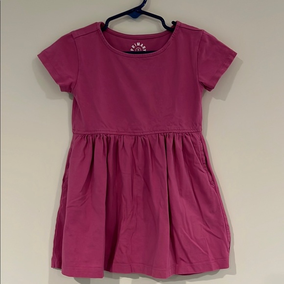 Primary Other - PRIMARY Toddler Girls 3 Short Sleeve A-Line Dress Flowy Magenta Cotton Pockets
